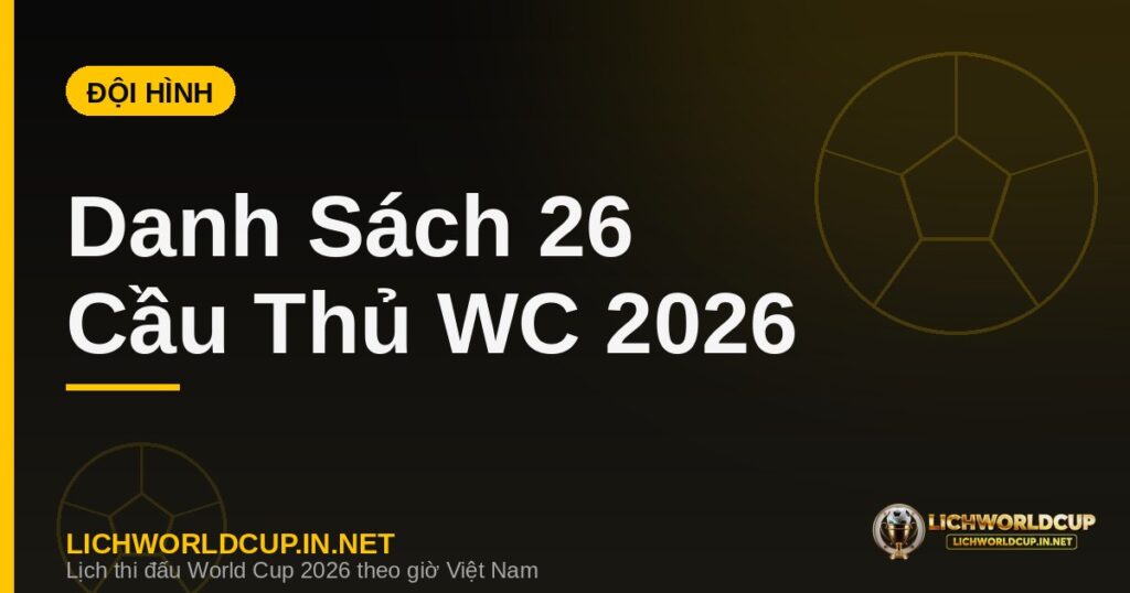 Danh sách 26 cầu thủ và đội hình các đội tuyển World Cup 2026
